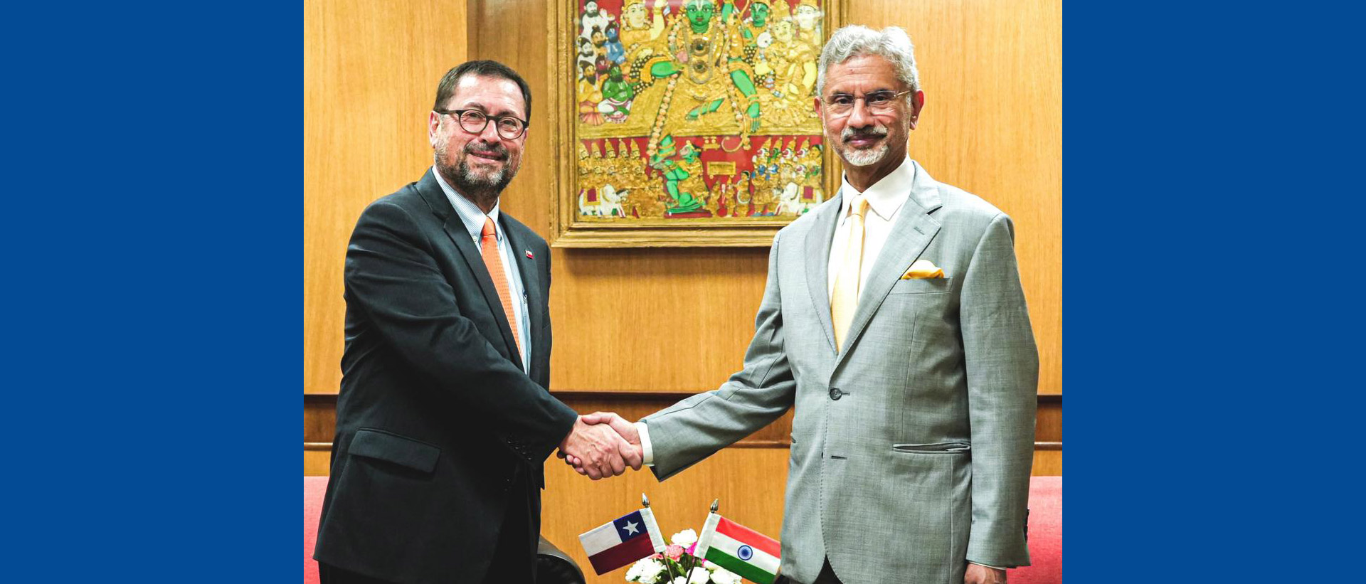Chilean Foreign Minister Francisco Pérez Mackenna with External Affairs Minister Dr. S. Jaishankar