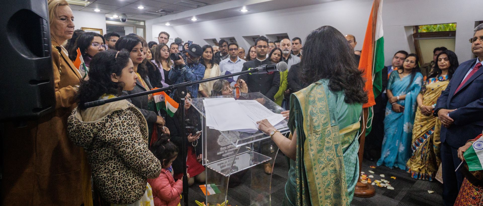 Flag hoisting on the 80th Independence Day at the Embassy of India, Santiago